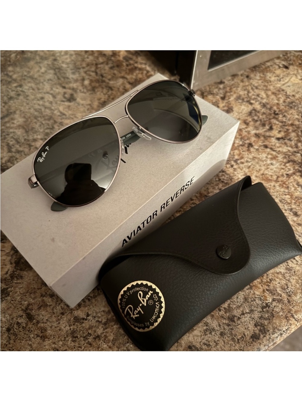 Ray-Ban Silver Aviator Reverse Sunglasses with Gray Lenses